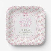 Blush Pink Bow Liebe Shack Baby Dusche Pappteller (Vorderseite)