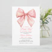 Blush Pink Bow Little Girl Baby Dusche Einladung (Stehend Vorderseite)
