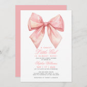 Blush Pink Bow Little Girl Baby Dusche Einladung (Vorne/Hinten)
