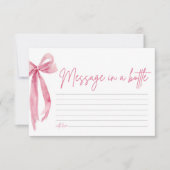 Blush Pink Bow Meldung in einer Flasche Spielkarte Einladung (Vorderseite)