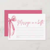 Blush Pink Bow Meldung in einer Flasche Spielkarte Einladung (Vorne/Hinten)
