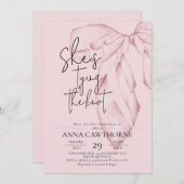 Blush Pink Bow ⎮Modern Elegant Bridal Shower Einladung (Vorne/Hinten)