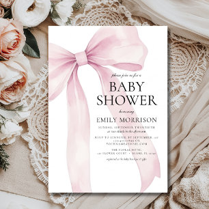 Blush Pink Bow Modern Girl Baby Dusche Einladung