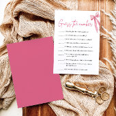 Blush Pink Bow Raten Sie das Brautparty Nummer Einladung