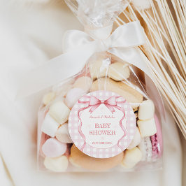 Blush Pink Bow Ribbon Girl Dusche Runder Aufkleber