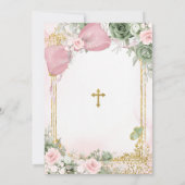 Blush Pink Bow & Sage Green Floral Girl Baptism Einladung (Rückseite)