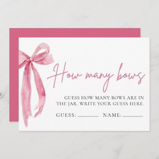 Blush Pink Bow schätzen, wie viele Bows Spiel Einladung (Vorne/Hinten)