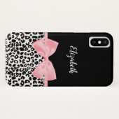 Blush Pink Bow Schwarz-weiß Leopard Druckmuster Case-Mate iPhone Hülle (Rückseite (Horizontal))
