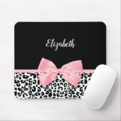 Blush Pink Bow Schwarz-weiß Leopard Druckmuster Mousepad (Mit Mouse)