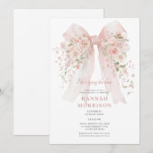 Blush Pink Bow She's Tying the Knot Bridal Shower Einladung (Vorne/Hinten)