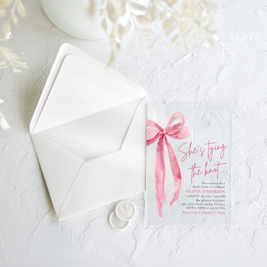 Blush Pink Bow Sie bindet das Brautparty des Knote Acryleinladungen