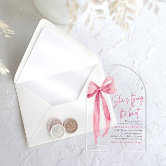Blush Pink Bow Sie bindet das Brautparty des Knote Acryleinladungen