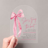 Blush Pink Bow Sie bindet das Brautparty des Knote Acryleinladungen (Insitu (Handheld))