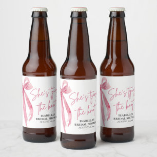 Blush Pink Bow Sie bindet das Brautparty des Knote Bierflaschenetikett