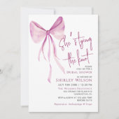 Blush Pink Bow Sie bindet das Brautparty des Knote Einladung (Vorderseite)