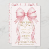 Blush Pink Bow Sie bindet das Brautparty des Knote Einladung (Vorne/Hinten)