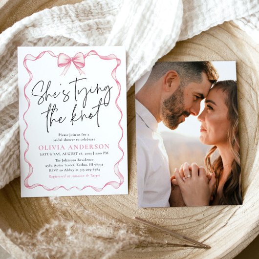Blush Pink Bow Sie bindet das Brautparty des Knote Einladung