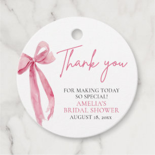 Blush Pink Bow Sie bindet das Brautparty des Knote Geschenkanhänger
