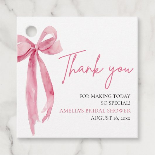 Blush Pink Bow Sie bindet das Brautparty des Knote Geschenkanhänger (Vorderseite)