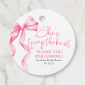 Blush Pink Bow Sie bindet das Brautparty des Knote Geschenkanhänger (Vorderseite)
