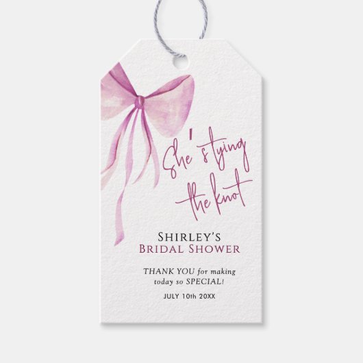 Blush Pink Bow Sie bindet das Brautparty des Knote Geschenkanhänger (Vorderseite)
