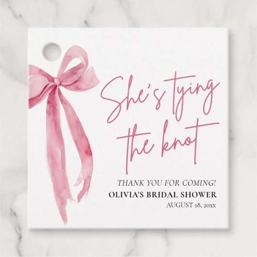 Blush Pink Bow Sie bindet das Brautparty des Knote Geschenkanhänger (Vorderseite)