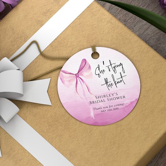 Blush Pink Bow Sie bindet das Brautparty des Knote Geschenkanhänger