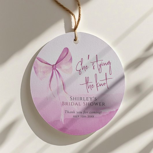 Blush Pink Bow Sie bindet das Brautparty des Knote Geschenkanhänger