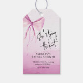Blush Pink Bow Sie bindet das Brautparty des Knote Geschenkanhänger (Vorderseite)