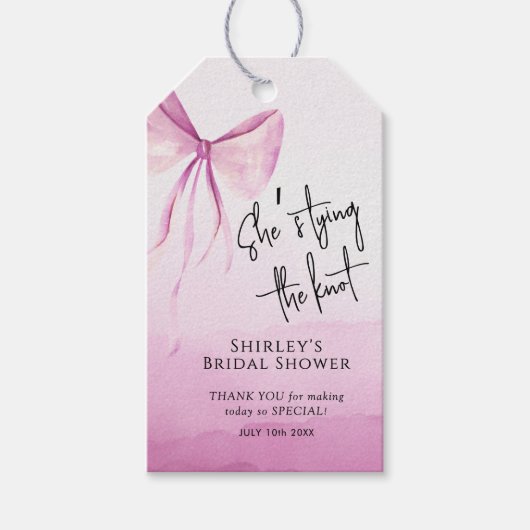 Blush Pink Bow Sie bindet das Brautparty des Knote Geschenkanhänger (Vorderseite)