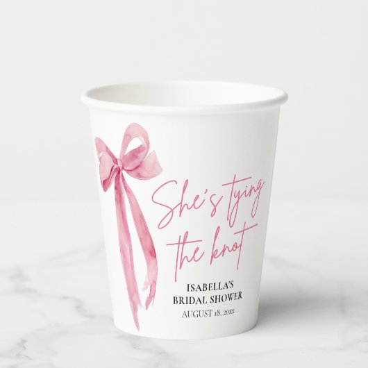 Blush Pink Bow Sie bindet das Brautparty des Knote Pappbecher (Rückseite)