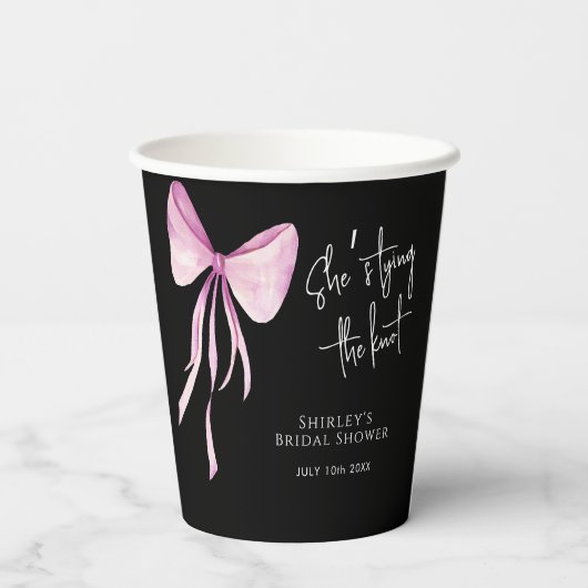Blush Pink Bow Sie bindet das Brautparty des Knote Pappbecher (Rückseite)