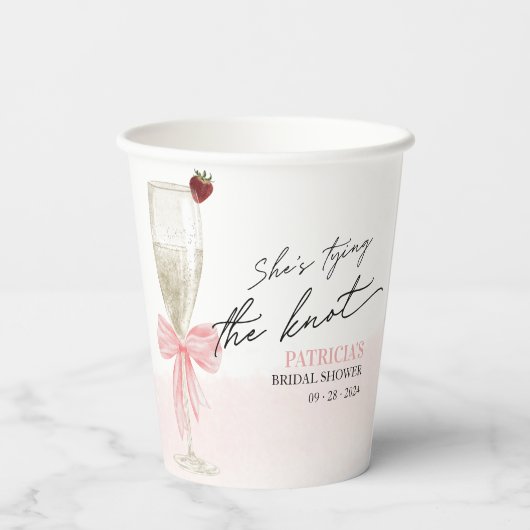 Blush Pink Bow Sie bindet das Brautparty des Knote Pappbecher (Rückseite)