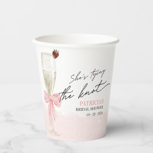 Blush Pink Bow Sie bindet das Brautparty des Knote Pappbecher (Vorderseite)