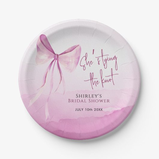 Blush Pink Bow Sie bindet das Brautparty des Knote Pappteller (Vorderseite)