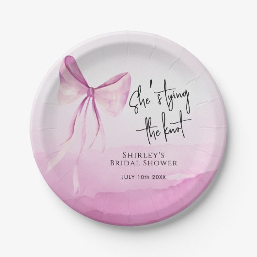 Blush Pink Bow Sie bindet das Brautparty des Knote Pappteller (Vorderseite)