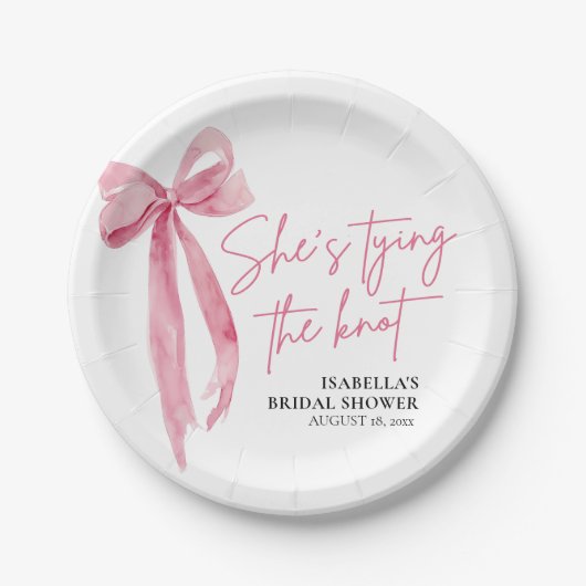 Blush Pink Bow Sie bindet das Brautparty des Knote Pappteller (Vorderseite)