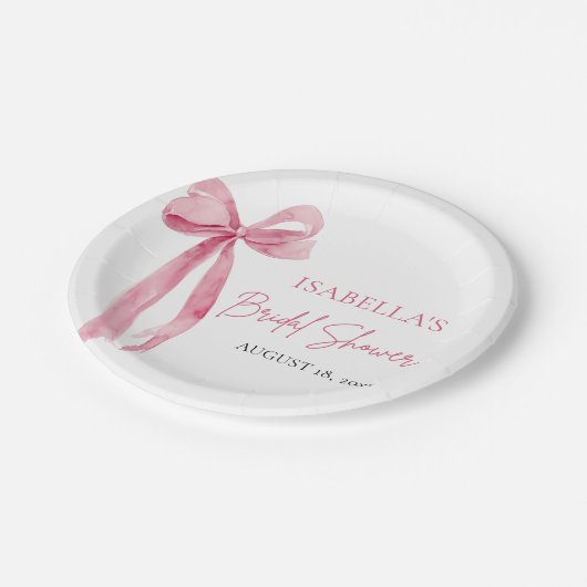 Blush Pink Bow Sie bindet das Brautparty des Knote Pappteller (Schrägansicht)