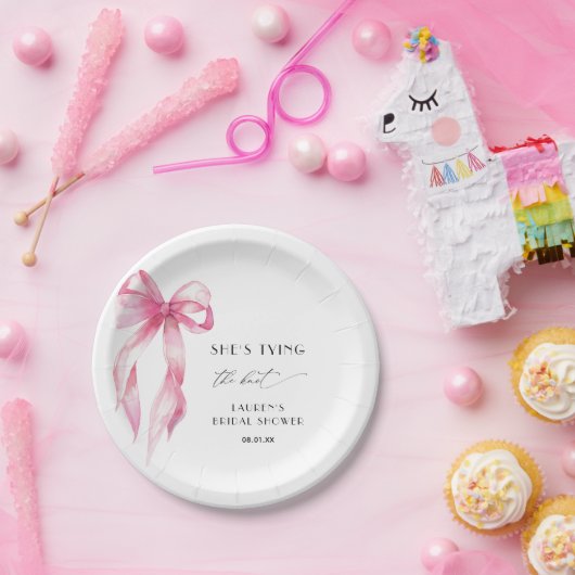 Blush Pink Bow Sie bindet das Brautparty des Knote Pappteller (Party)