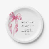 Blush Pink Bow Sie bindet das Brautparty des Knote Pappteller (Vorderseite)