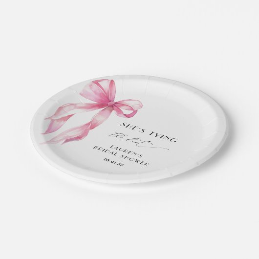 Blush Pink Bow Sie bindet das Brautparty des Knote Pappteller (Schrägansicht)