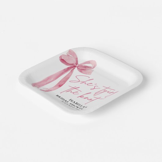 Blush Pink Bow Sie bindet das Brautparty des Knote Pappteller (Gewinkelt)