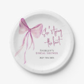 Blush Pink Bow Sie bindet das Brautparty des Knote Pappteller (Vorderseite)