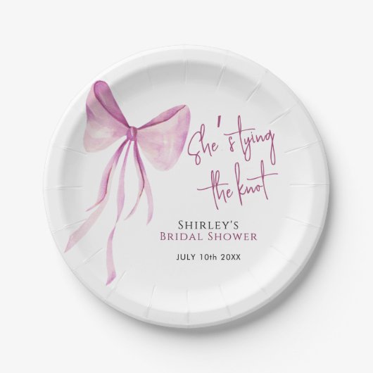 Blush Pink Bow Sie bindet das Brautparty des Knote Pappteller (Vorderseite)
