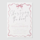 Blush Pink Bow Sie bindet das Brautparty des Knote Pergament Einladungen (Vorderseite)