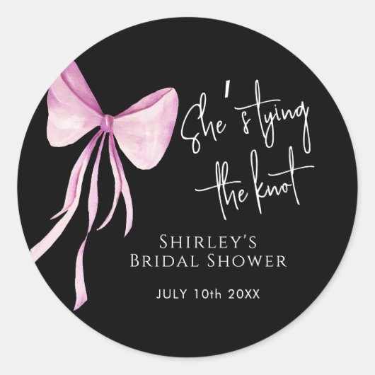 Blush Pink Bow Sie bindet das Brautparty des Knote Runder Aufkleber (Vorderseite)
