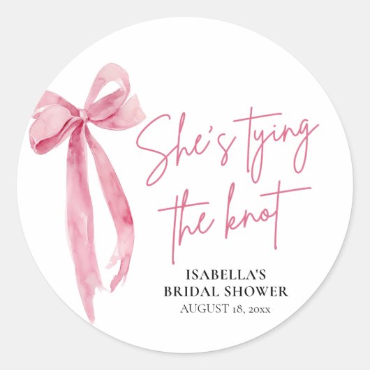 Blush Pink Bow Sie bindet das Brautparty des Knote Runder Aufkleber (Vorderseite)