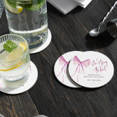 Blush Pink Bow Sie bindet das Brautparty des Knote Runder Pappuntersetzer