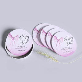 Blush Pink Bow Sie bindet das Brautparty des Knote Runder Pappuntersetzer