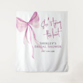 Blush Pink Bow Sie bindet das Brautparty des Knote Wandteppich (Vorderseite)